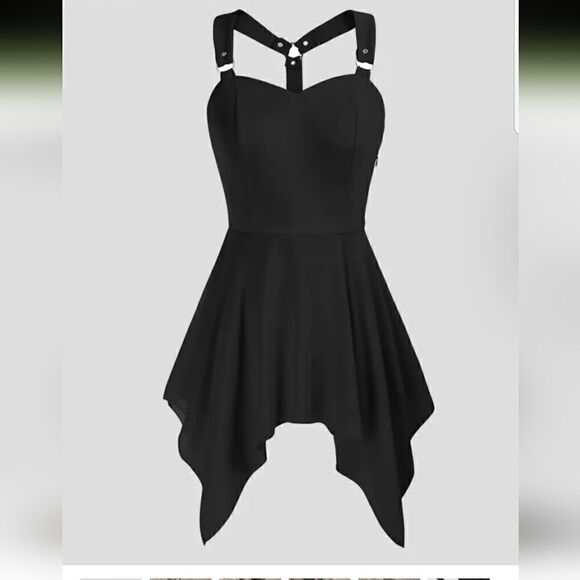 Sweetheart Neck Patchwork Irregular Hem Top Dress Large new - Picture 6 of 15